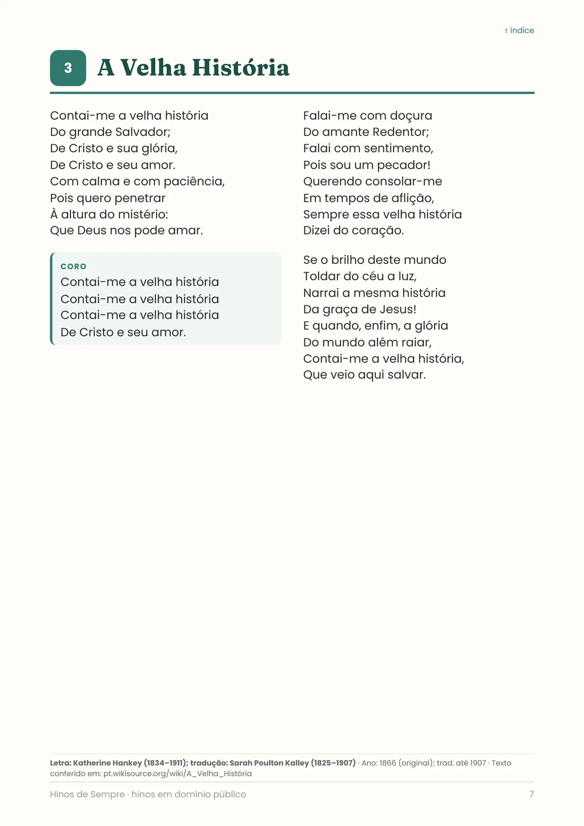 Página real do PDF Hinos de Sempre: outro hino em letra grande